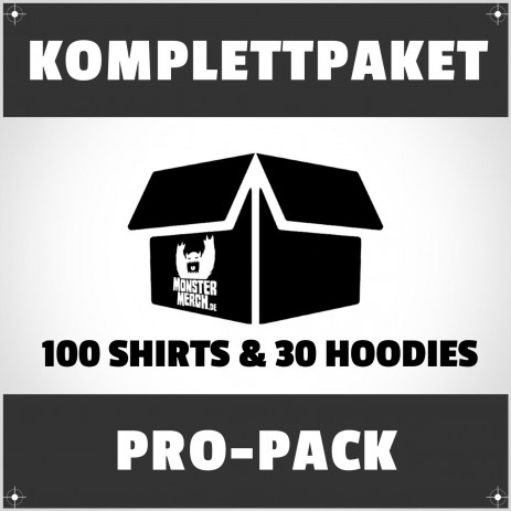 Pro-Pack: 100 bedruckte Bandshirts & 30 Hoodies