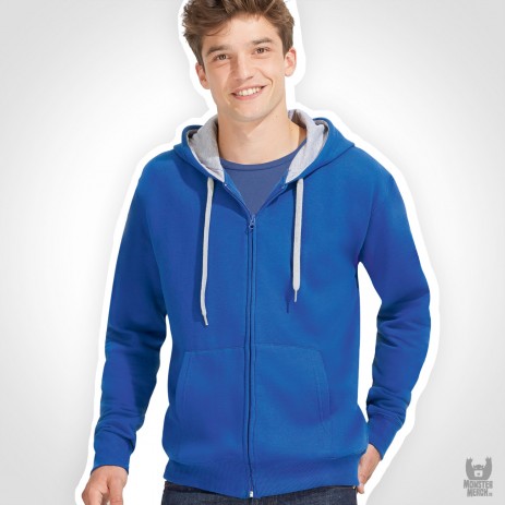 Contrasted Zipped Hooded Jacket