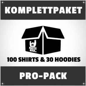 Pro-Pack: 100 bedruckte Bandshirts & 30 Hoodies